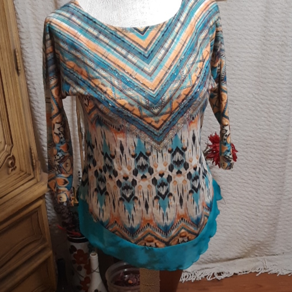 Women Shirt Petite S Embelliments B4 pullover blouse FRENCH BLUE